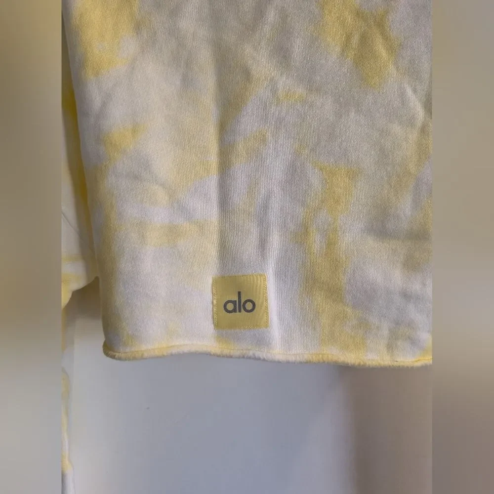 ALO Yoga Yellow Tie-Dye Cropped Hoodie